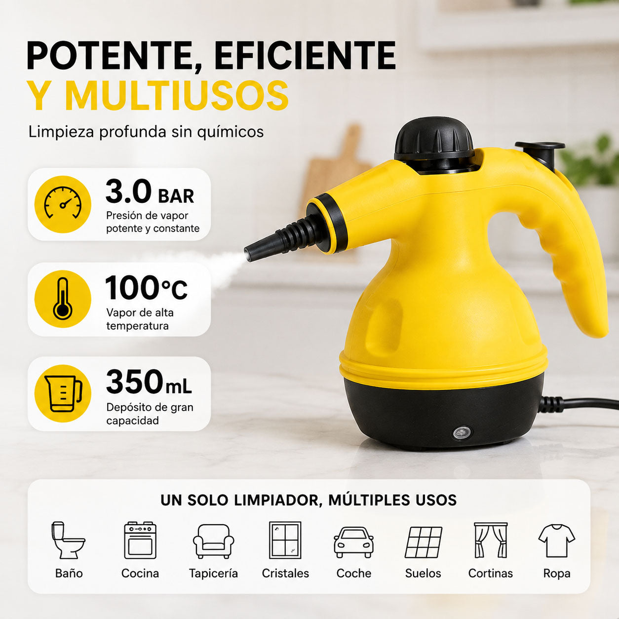 Limpiador a vapor eléctrico- Vapora™